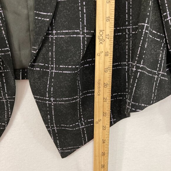 TORRID Blazer sz 2X Black White Plaid Print Blazer Open Front 3/4 Ruched Sleeve - Picture 7 of 12